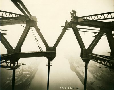 The Tyne Bridge under construction, 23rd February 1928 by James Geddie